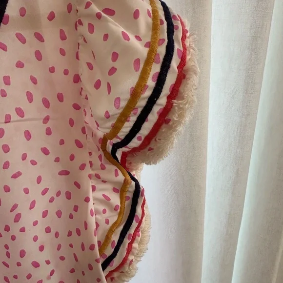 THML Pink, Navy, and Gold V-Neck Blouse - Picture 3 of 4